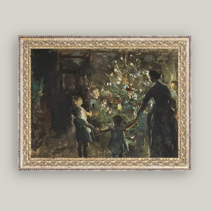 Gather Around the Tree Framed Antique Art 16x12 - APPROX SHIPMENT WEEK OF 12/8