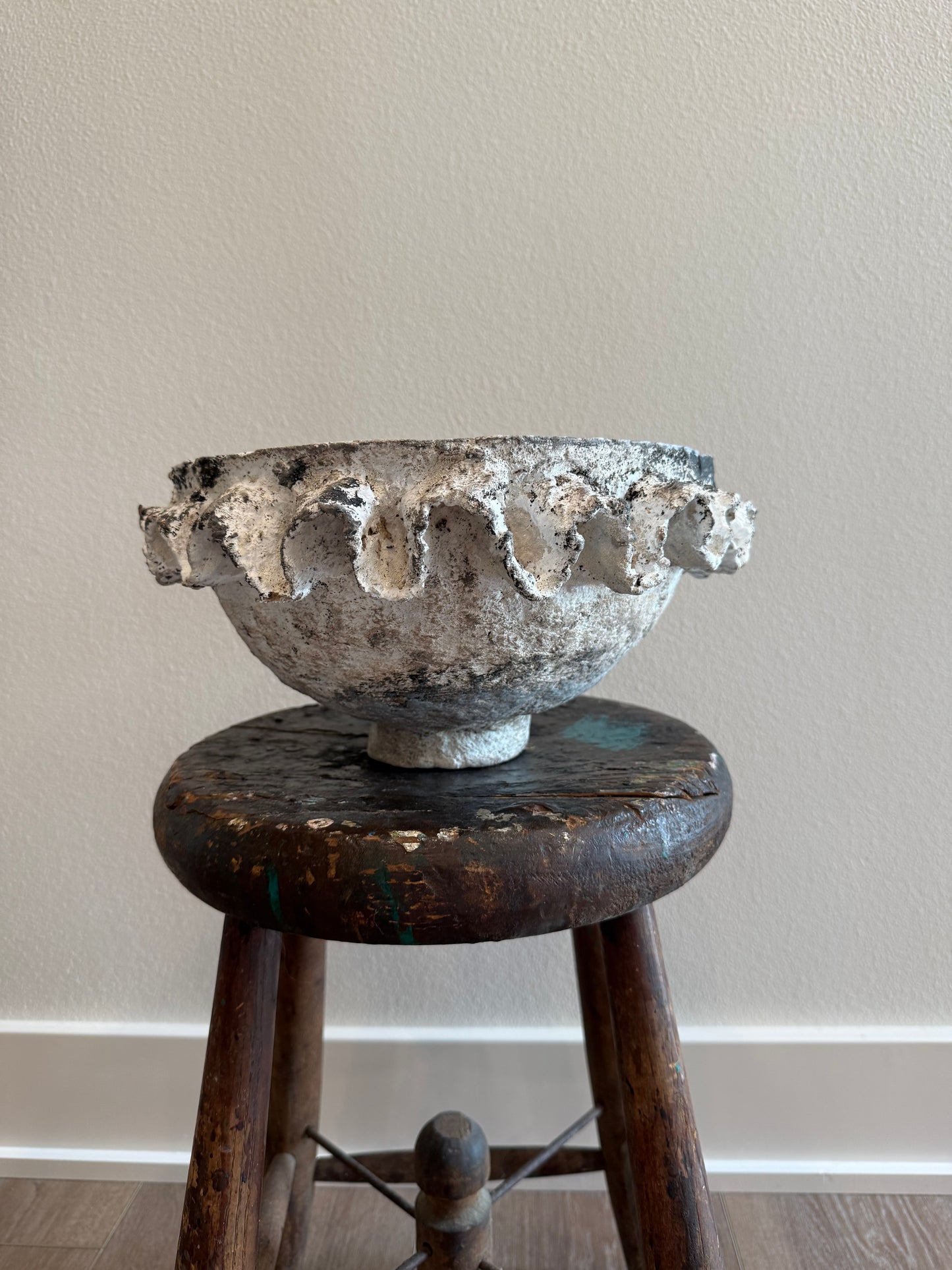 Distressed Paper Mache Bowl