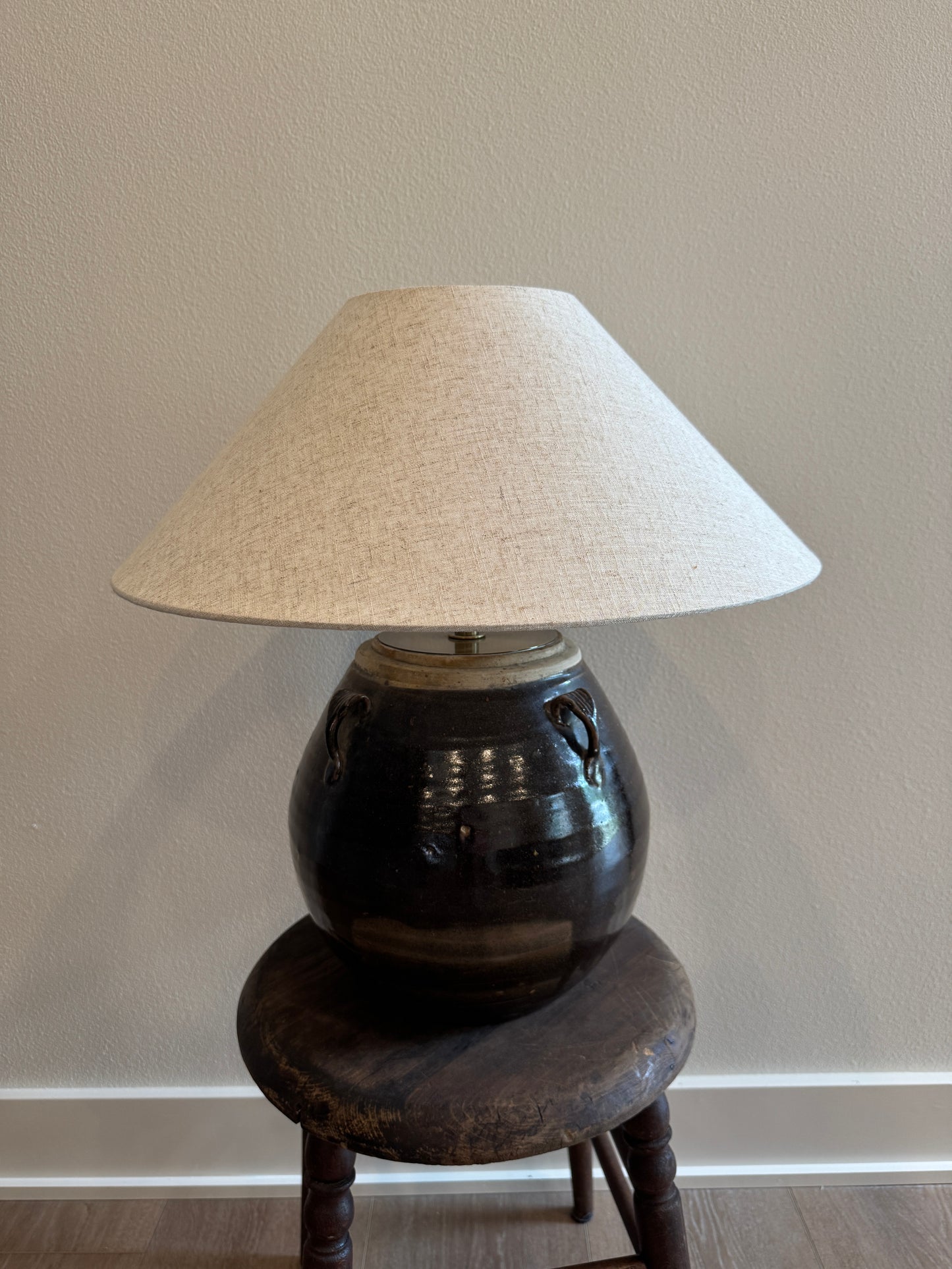 Glazed Handled Pot Table Lamp