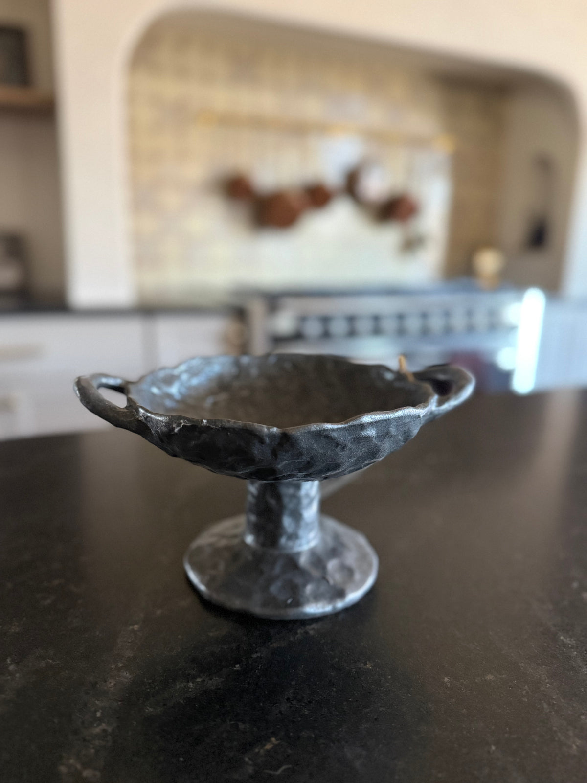 Stoneware Footed Dish w/Handles