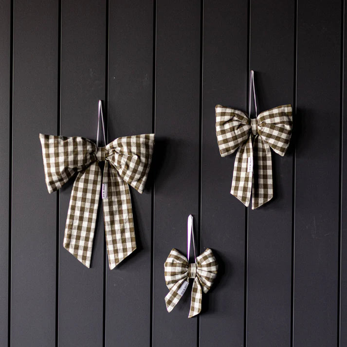 Olive Gingham Bow