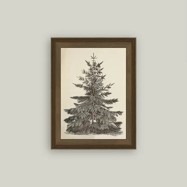 Vintage Pine Tree Framed Antique Art 12x16 - APPROX SHIPMENT WEEK OF 12/8