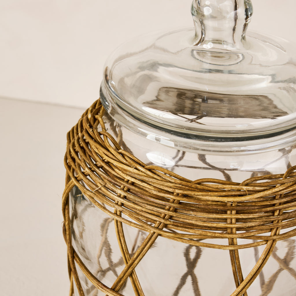 Austin Rattan and Glass Jar with Lid