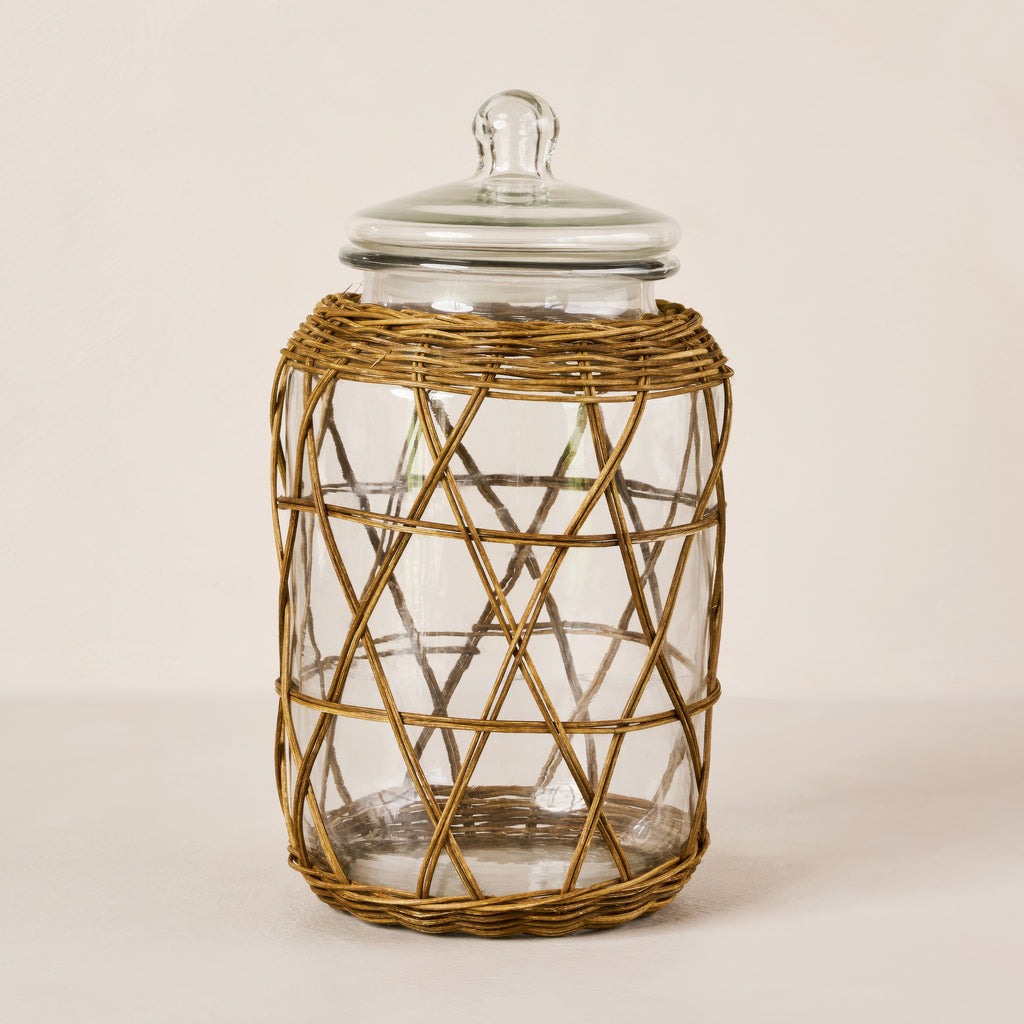 Austin Rattan and Glass Jar with Lid
