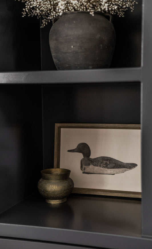 Wooden Duck Decoy Framed Antique Art 15x11