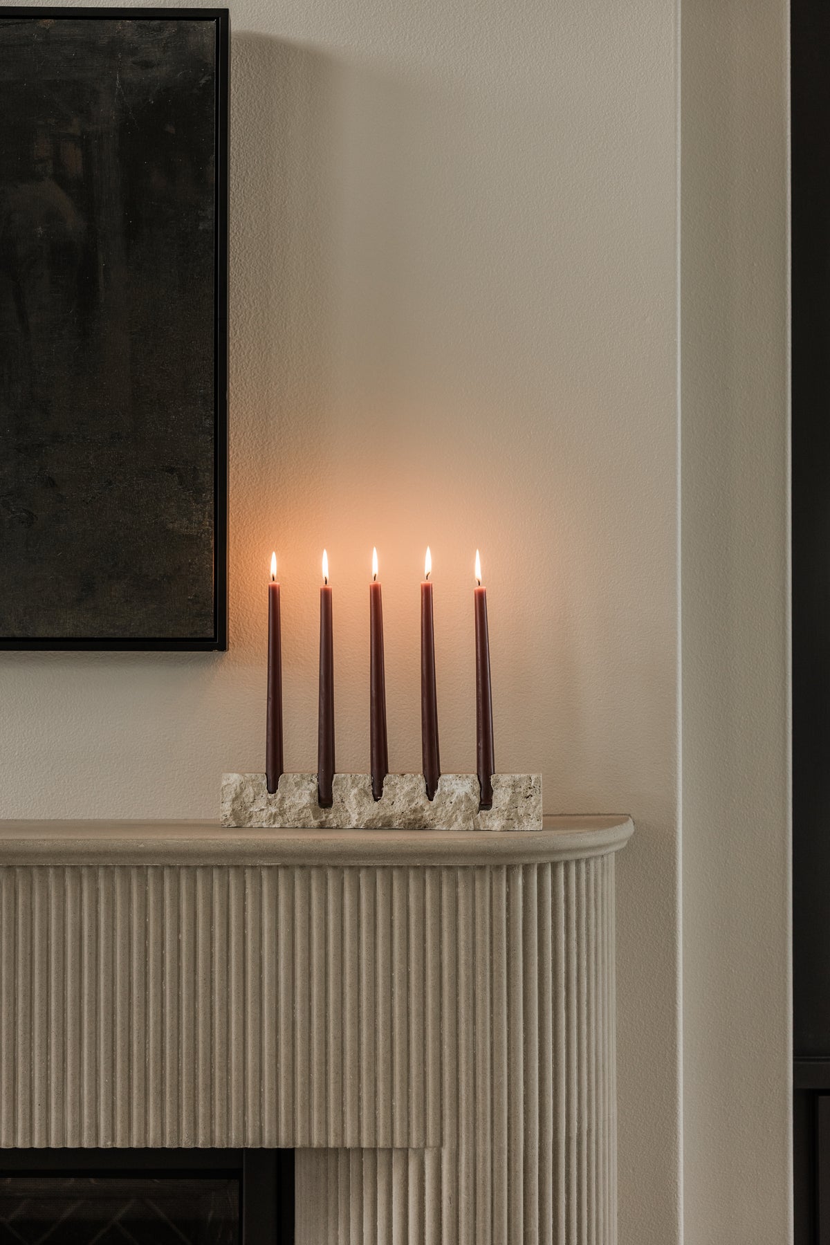 Northfield Travertine Candle Holder