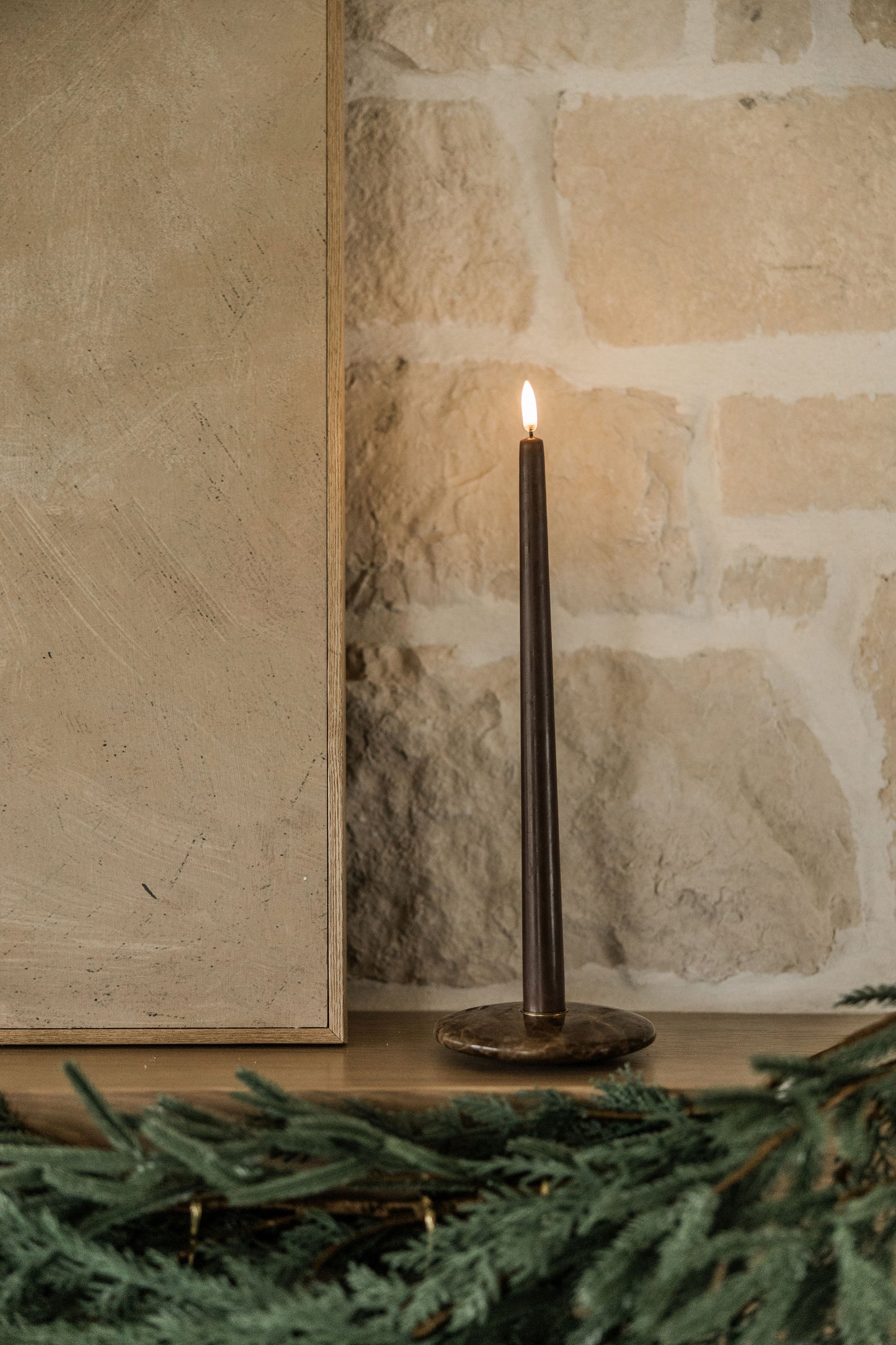 Marble Base + Taper Candle