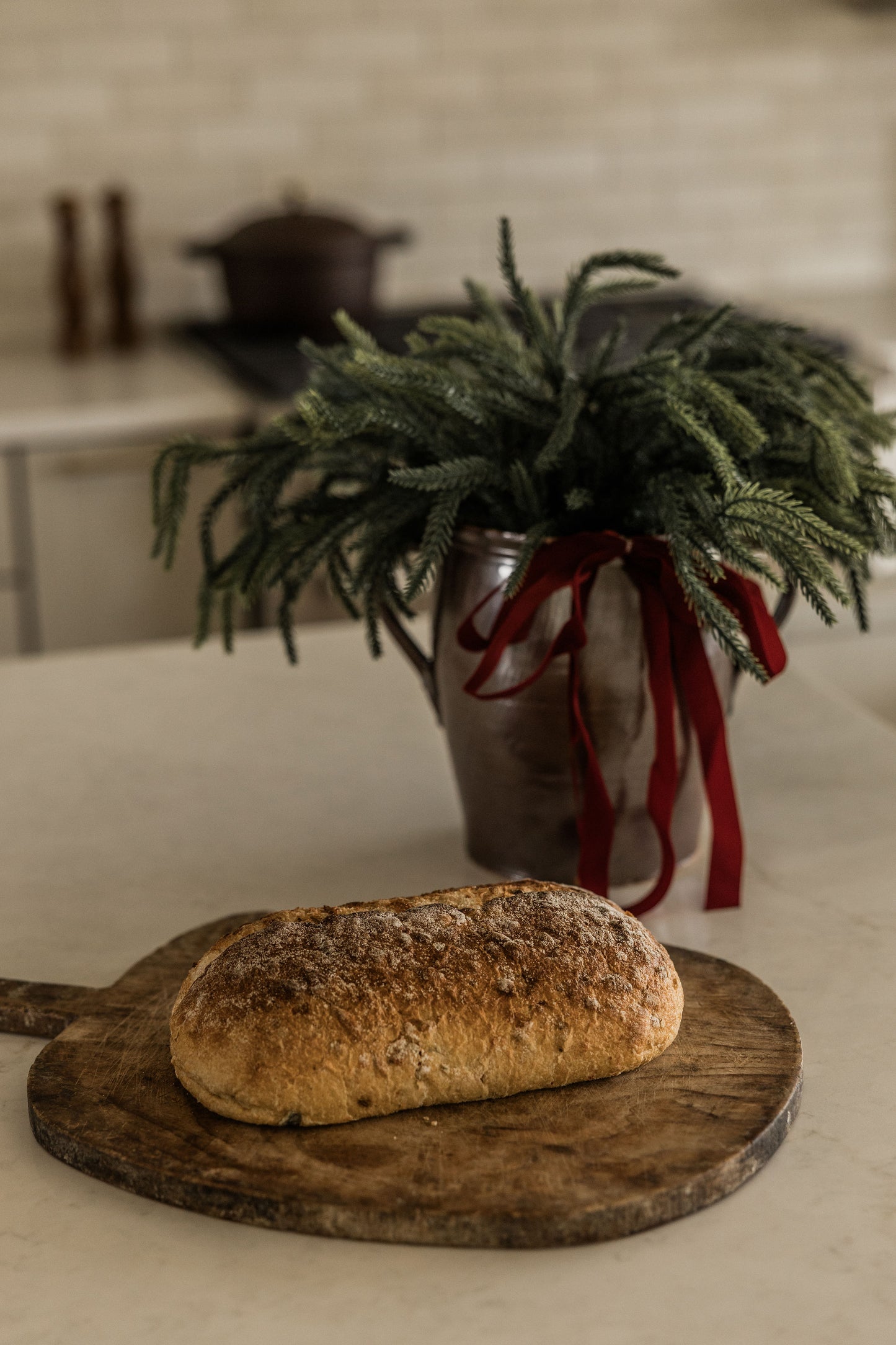 Brown 2 Handle Crock with Stems