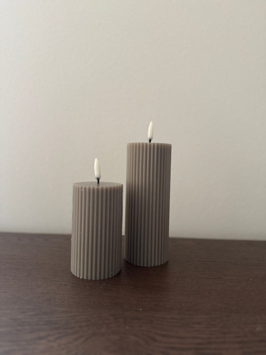 Sandstone LED Pillar Candle Set