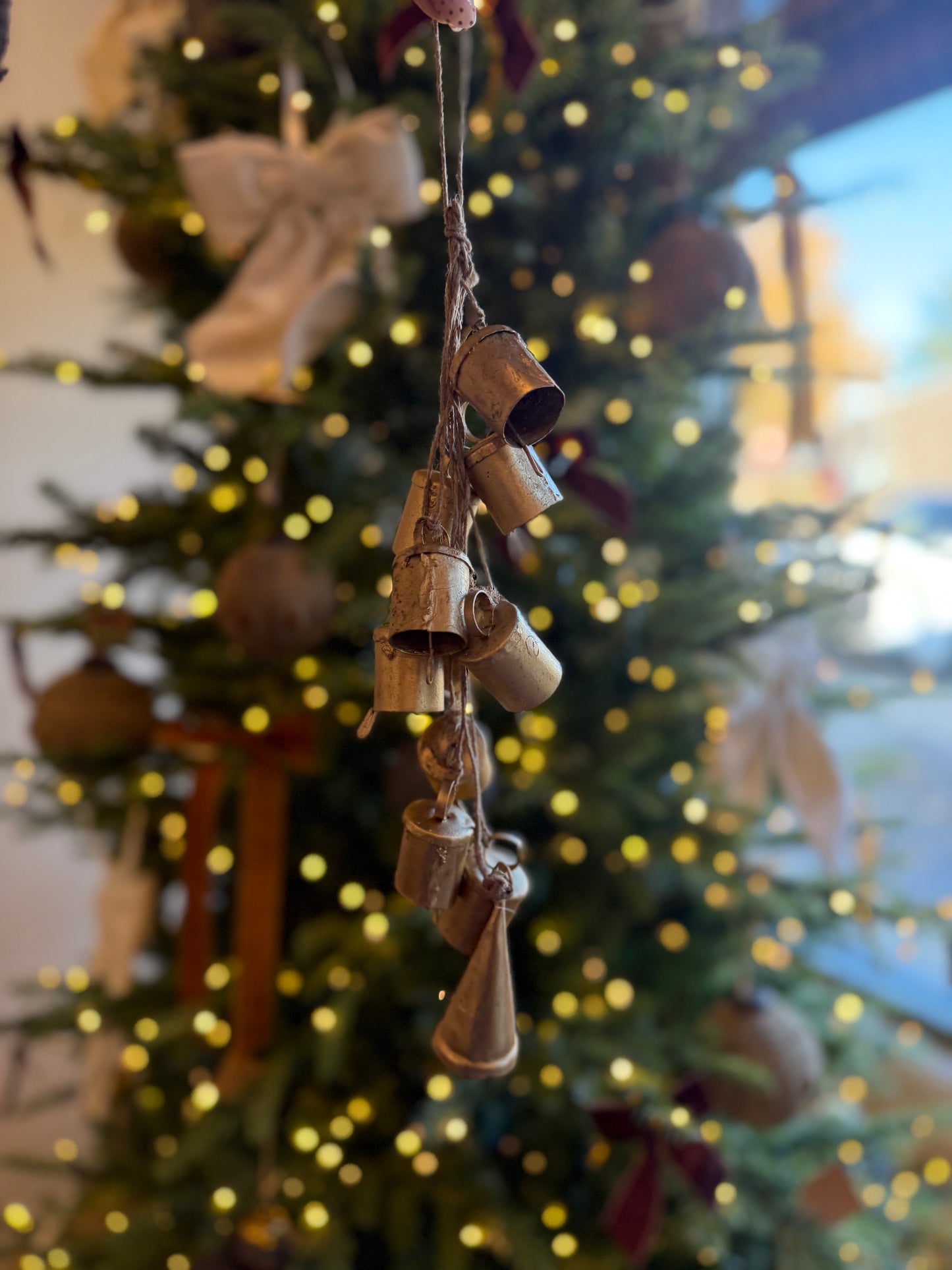 Handmade Hanging Metal Bells on Jute Rope