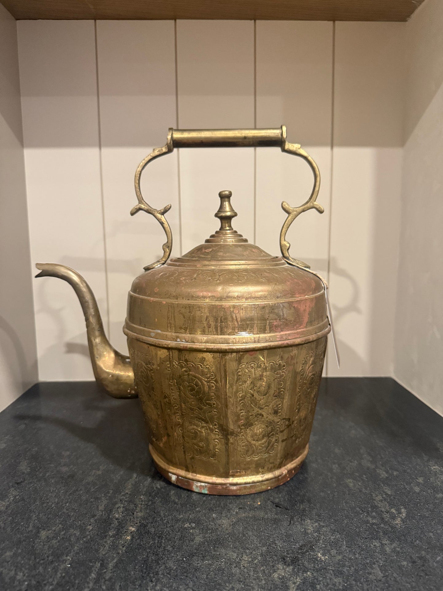 Large Vintage Brass Kettle