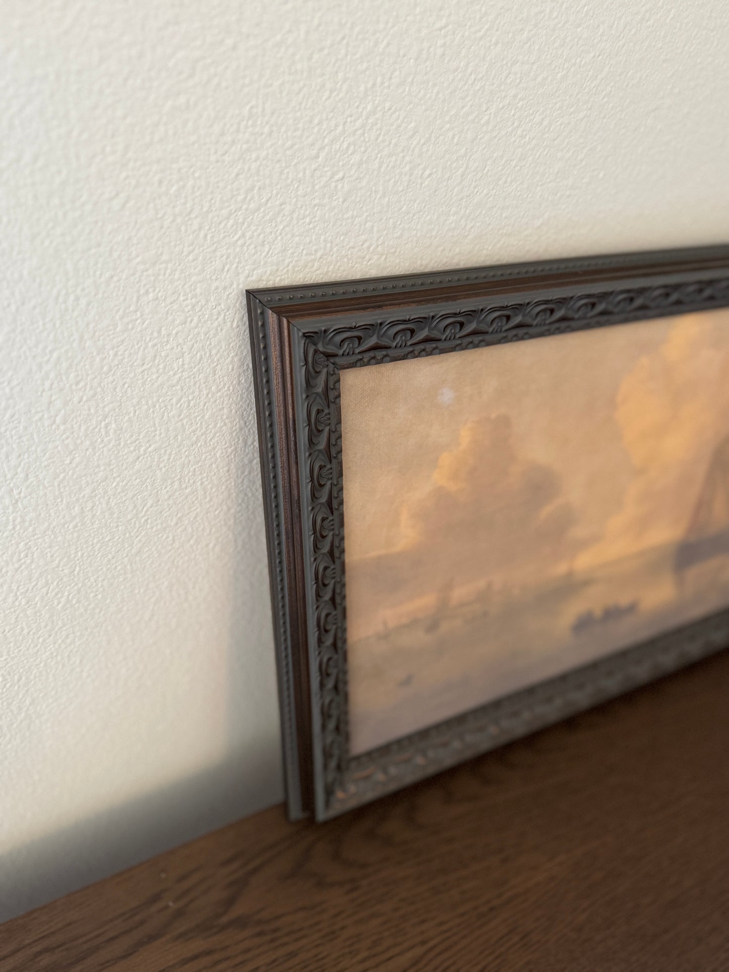 Seascape Town Framed Antique Art 20 x 11